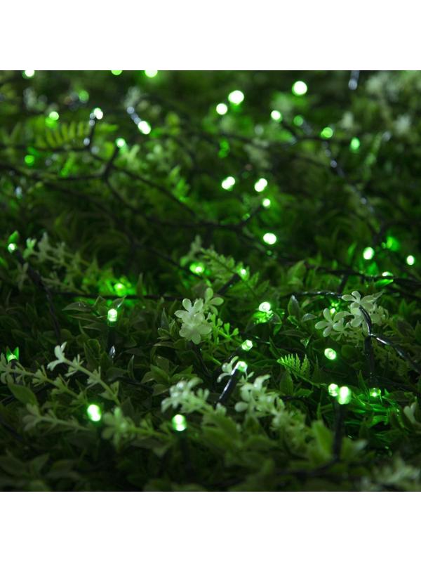 Гирлянда «Нить» 10 м, IP44, тёмная нить, 100 LED, свечение зелёное, 2 режима, солнечная батарея