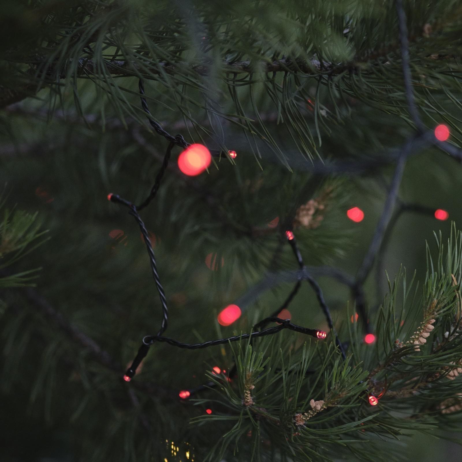 Гирлянда «Нить» 10 м, IP44, тёмная нить, 100 LED, свечение красное, 2 режима, солнечная батарея