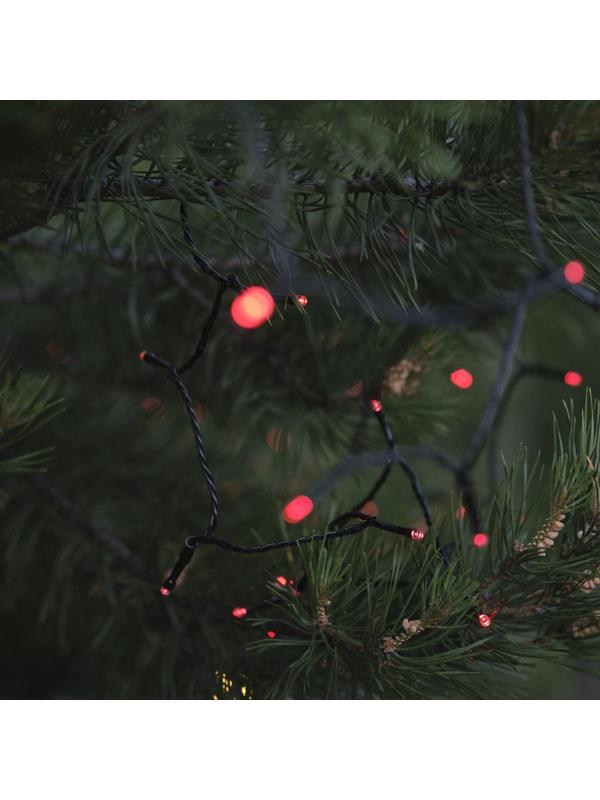 Гирлянда «Нить» 10 м, IP44, тёмная нить, 100 LED, свечение красное, 2 режима, солнечная батарея