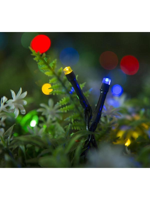 Гирлянда «Нить» 20 м, тёмная нить, 200 LED, свечение мульти, 2 режима, солнечная батарея