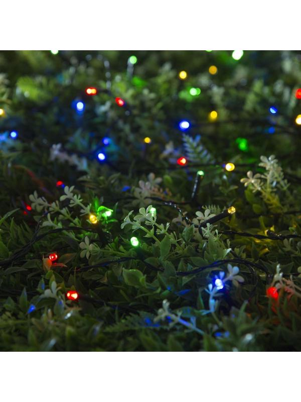 Гирлянда «Нить» 20 м, тёмная нить, 200 LED, свечение мульти, 2 режима, солнечная батарея