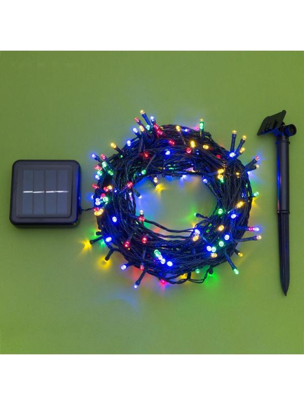 Гирлянда «Нить» 20 м, тёмная нить, 200 LED, свечение мульти, 2 режима, солнечная батарея