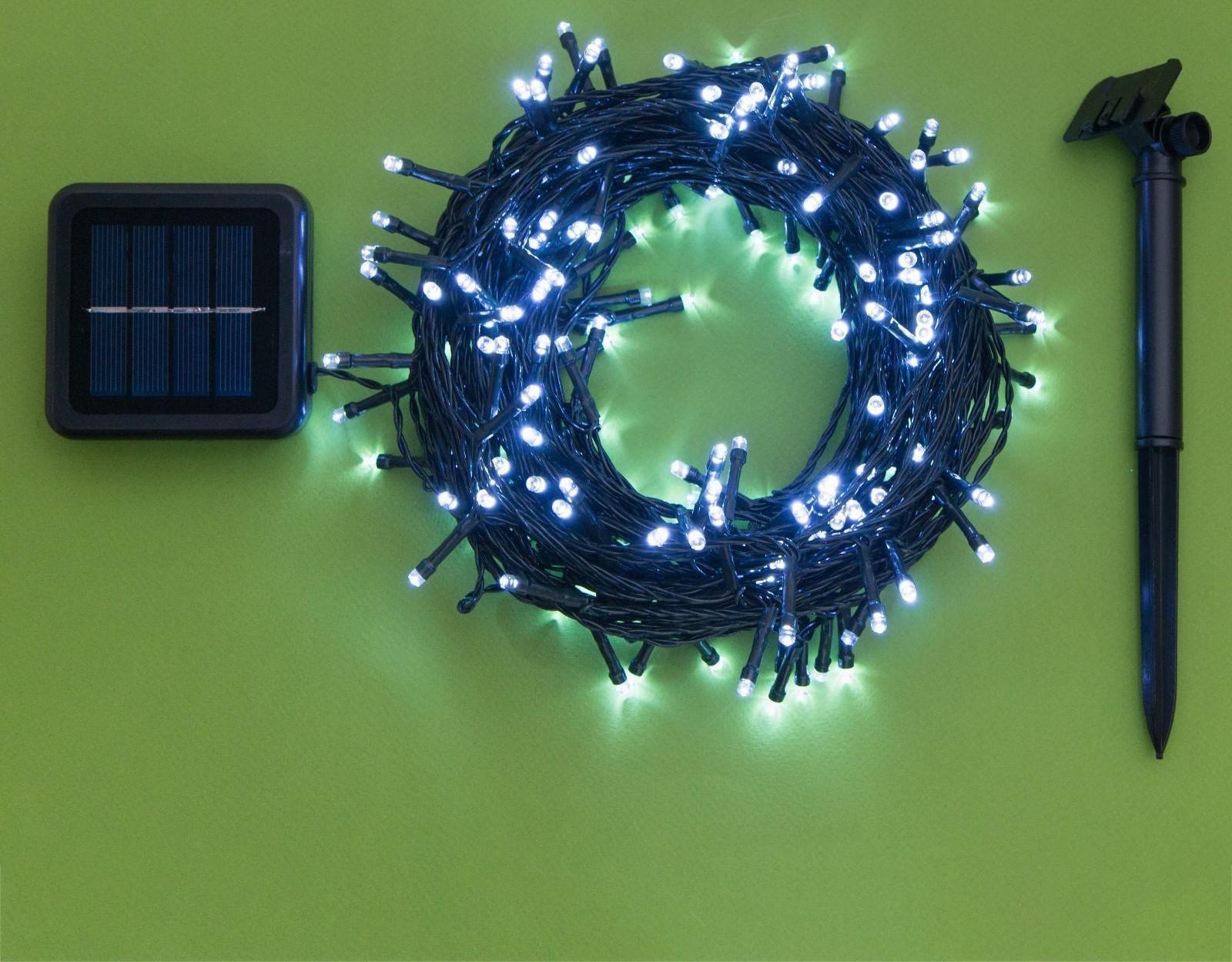 Гирлянда «Нить» 20 м, IP44, тёмная нить, 200 LED, свечение белое, 2 режима, солнечная батарея