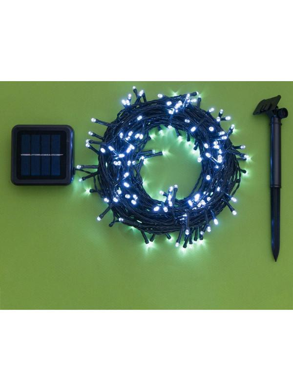Гирлянда «Нить» 20 м, IP44, тёмная нить, 200 LED, свечение белое, 2 режима, солнечная батарея