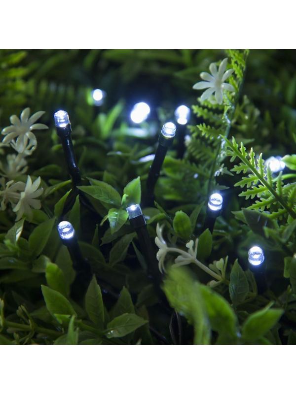 Гирлянда «Нить» 20 м, IP44, тёмная нить, 200 LED, свечение белое, 2 режима, солнечная батарея