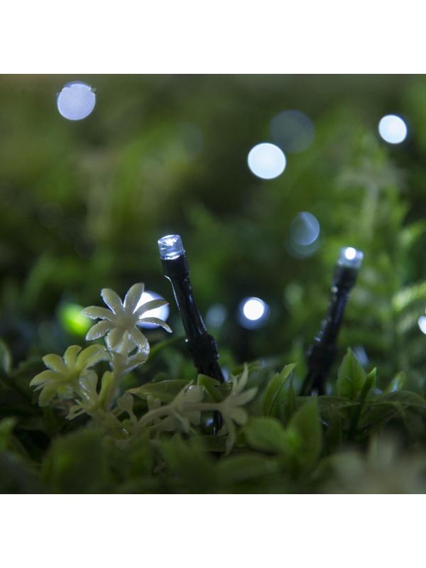 Гирлянда «Нить» 20 м, IP44, тёмная нить, 200 LED, свечение белое, 2 режима, солнечная батарея