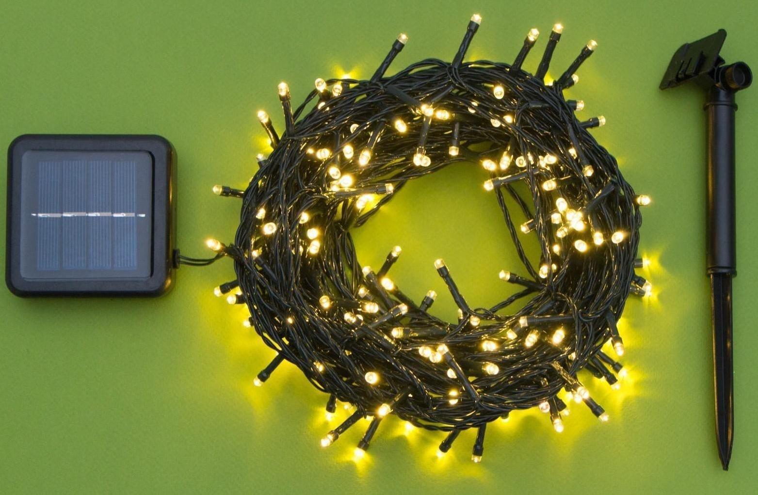 Гирлянда «Нить» 20 м, тёмная нить, 200 LED, свечение тёплое белое, 2 режима, солнечная батарея