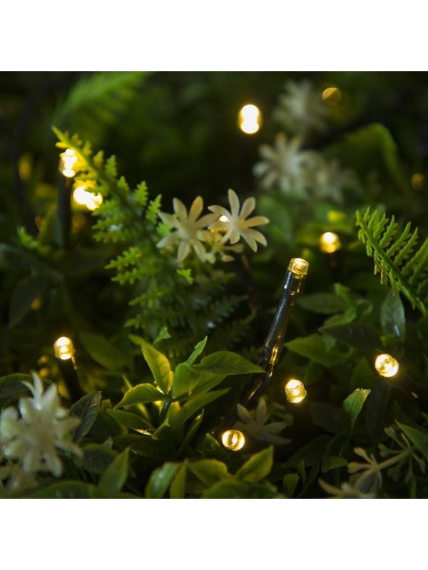 Гирлянда «Нить» 20 м, тёмная нить, 200 LED, свечение тёплое белое, 2 режима, солнечная батарея