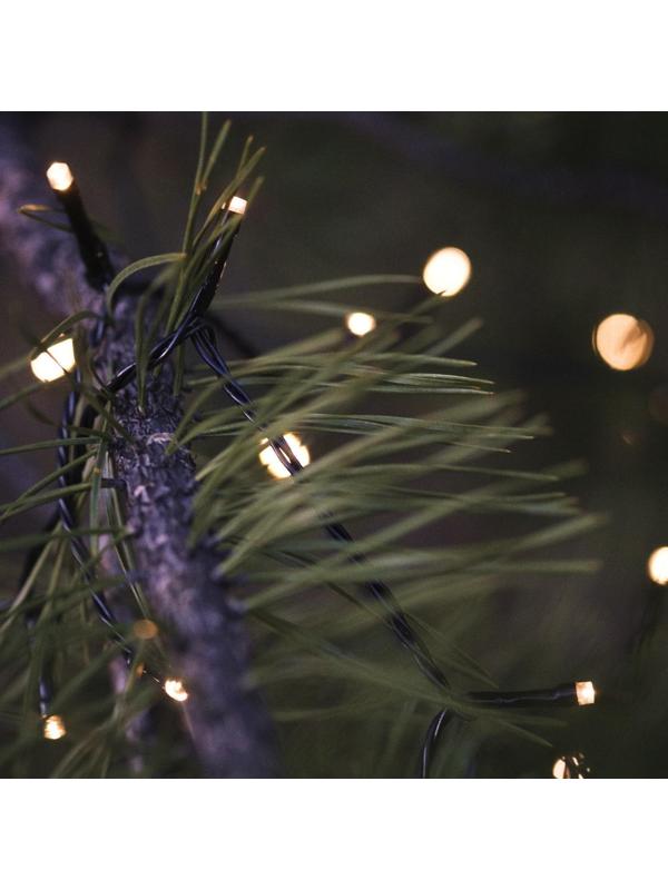 Гирлянда «Нить» 20 м, тёмная нить, 200 LED, свечение тёплое белое, 2 режима, солнечная батарея