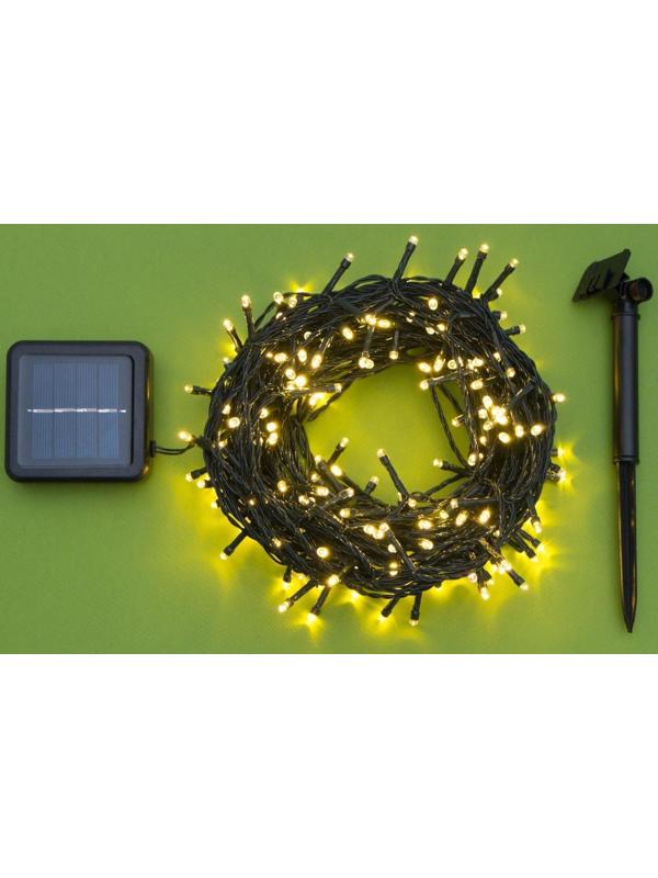 Гирлянда «Нить» 20 м, тёмная нить, 200 LED, свечение тёплое белое, 2 режима, солнечная батарея