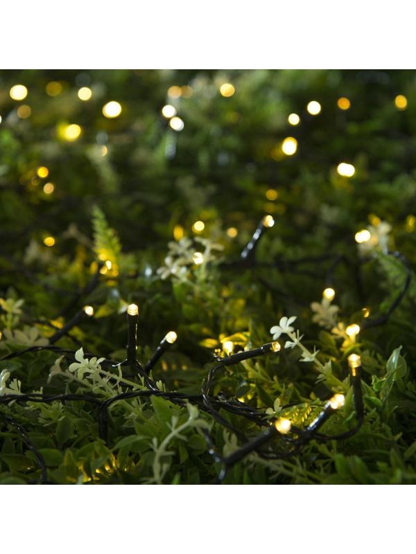 Гирлянда «Нить» 20 м, тёмная нить, 200 LED, свечение тёплое белое, 2 режима, солнечная батарея