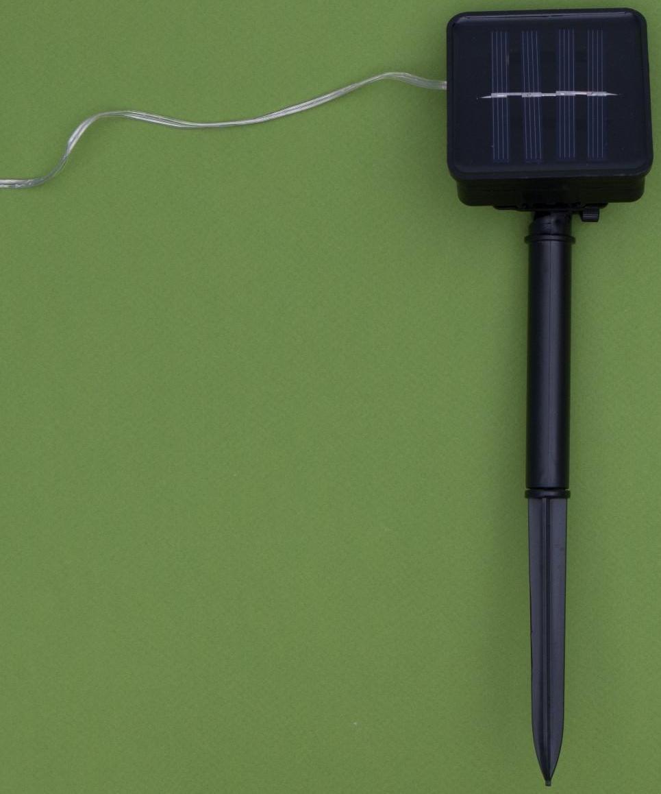 Гирлянда «Нить» 10 м роса, IP44, серебристая нить, 100 LED, свечение мульти, 2 режима, солнечная батарея