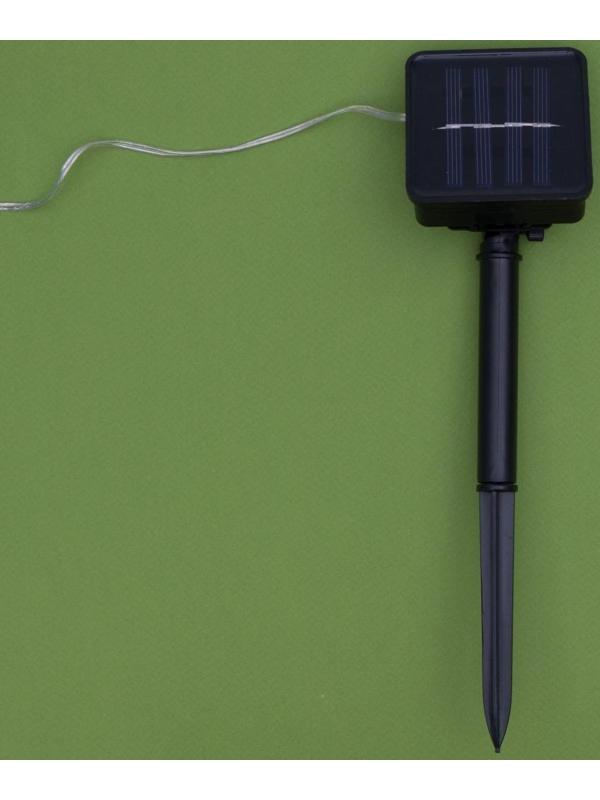 Гирлянда «Нить» 10 м роса, IP44, серебристая нить, 100 LED, свечение мульти, 2 режима, солнечная батарея