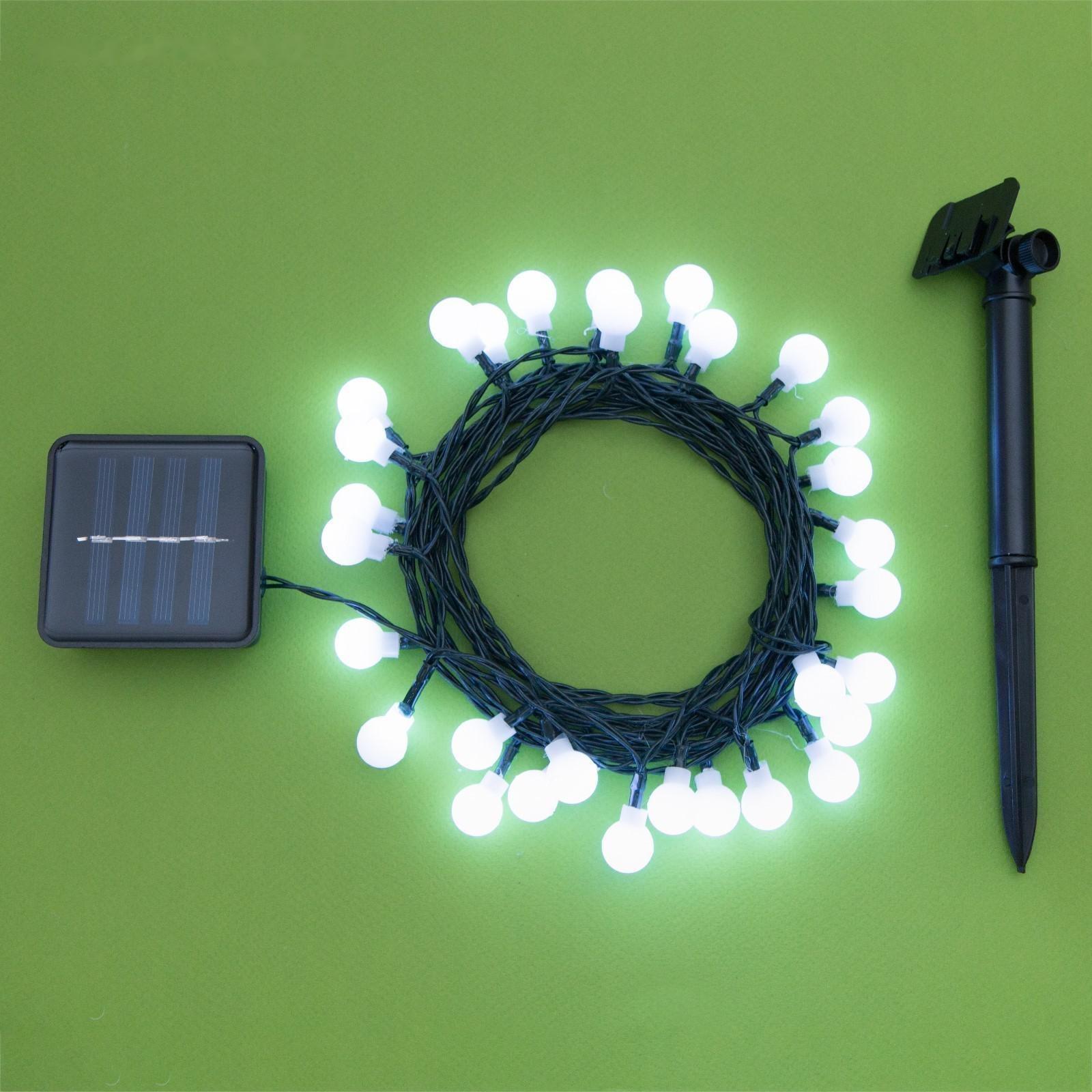 Гирлянда «Нить» 4.5 м с насадками «Шарики», IP44, тёмная нить, 30 LED, свечение белое, 2 режима, солнечная батарея