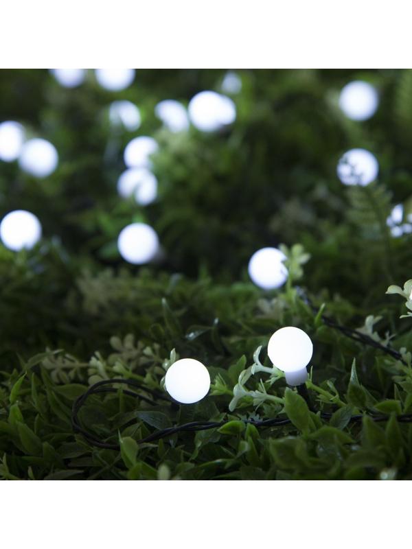 Гирлянда «Нить» 4.5 м с насадками «Шарики», IP44, тёмная нить, 30 LED, свечение белое, 2 режима, солнечная батарея