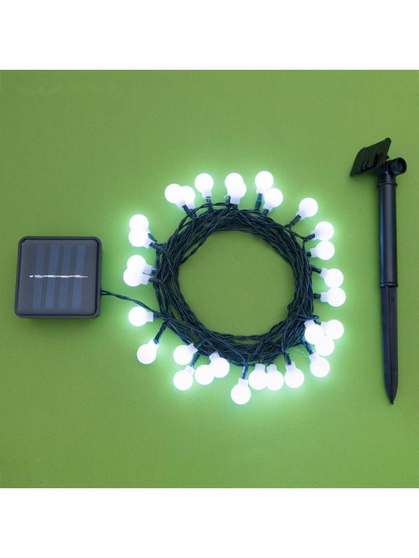 Гирлянда «Нить» 4.5 м с насадками «Шарики», IP44, тёмная нить, 30 LED, свечение белое, 2 режима, солнечная батарея