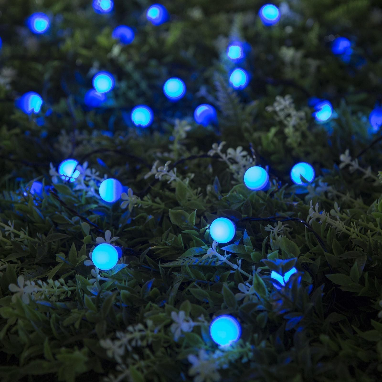 Гирлянда «Нить» 4.5 м с насадками «Шарики», IP44, тёмная нить, 30 LED, свечение синее, 2 режима, солнечная батарея