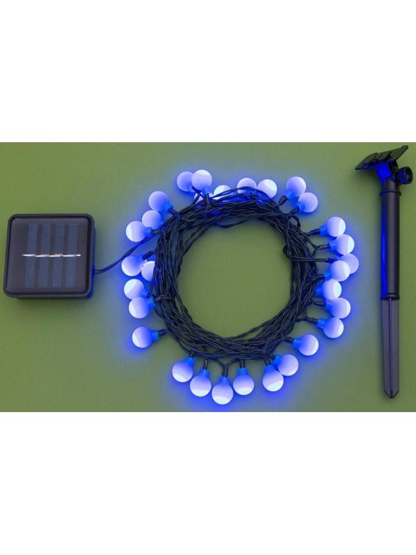Гирлянда «Нить» 4.5 м с насадками «Шарики», IP44, тёмная нить, 30 LED, свечение синее, 2 режима, солнечная батарея