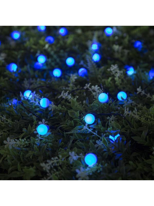 Гирлянда «Нить» 4.5 м с насадками «Шарики», IP44, тёмная нить, 30 LED, свечение синее, 2 режима, солнечная батарея