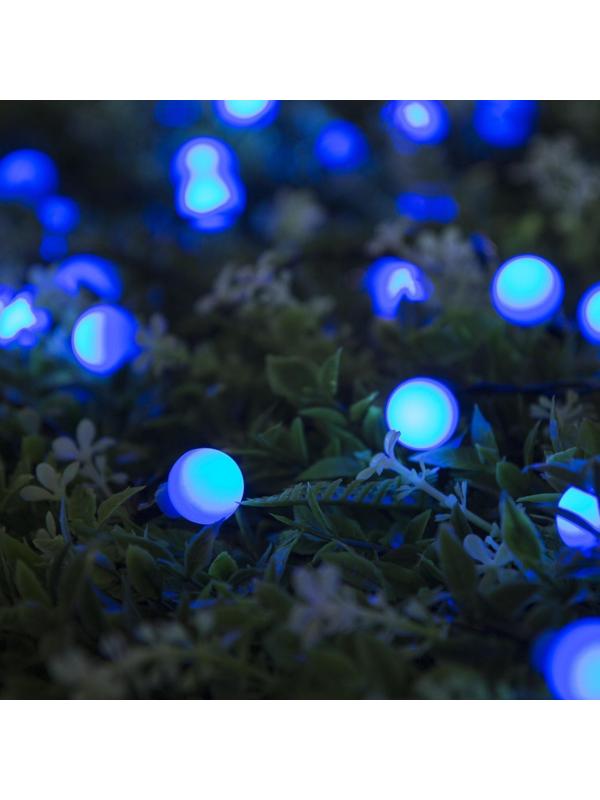 Гирлянда «Нить» 4.5 м с насадками «Шарики», IP44, тёмная нить, 30 LED, свечение синее, 2 режима, солнечная батарея