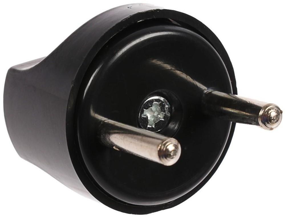 Переходник, 10 А, евро, круглый, 250 В, черный, 1 шт.