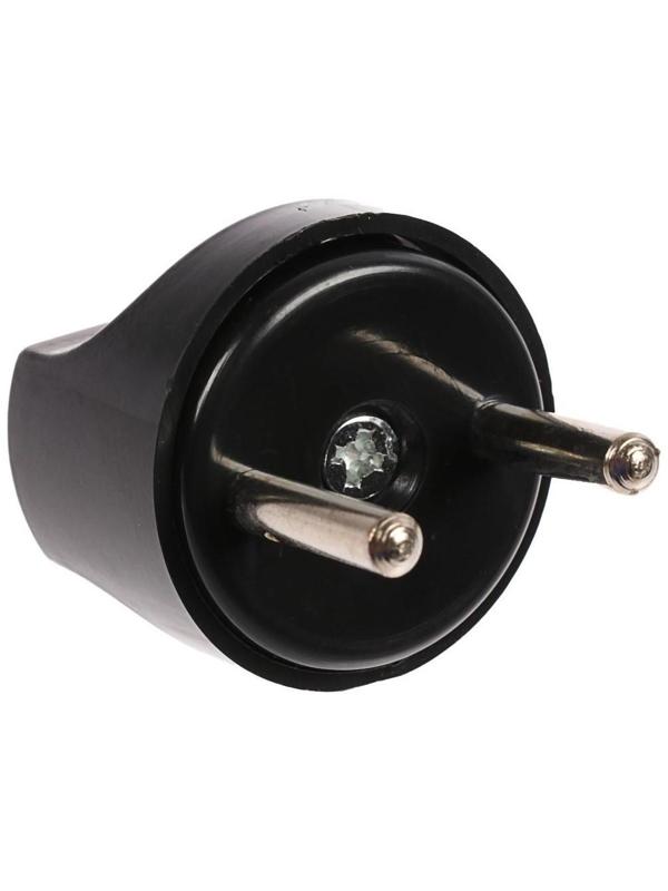 Переходник, 10 А, евро, круглый, 250 В, черный, 1 шт.