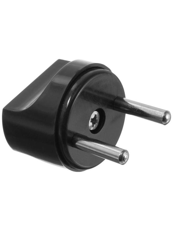 Переходник, 10 А, евро, круглый, 250 В, черный, 1 шт.