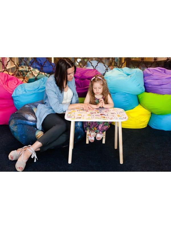 Стол с деревянными ножками «Алфавит с животными», цвет белый