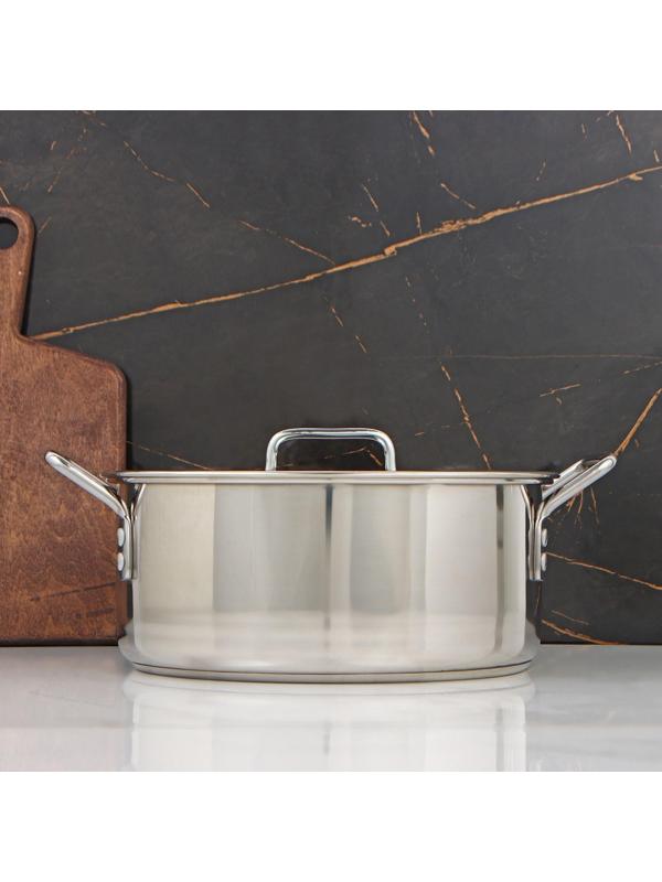 Кастрюля «Общепит», 8 л, d=30 см, h=12 см, металлическая крышка, с теплораспределительным слоем