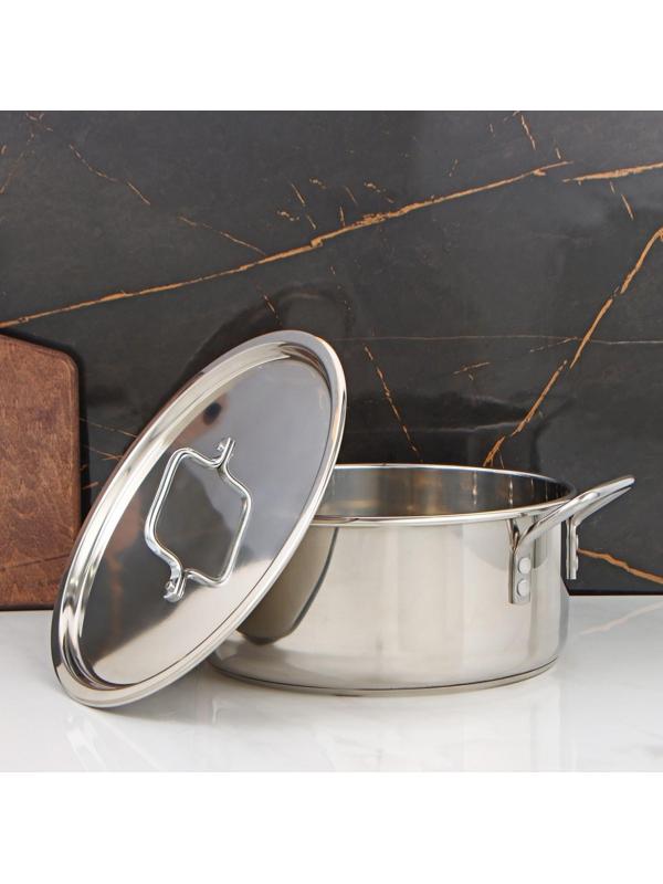 Кастрюля «Общепит», 8 л, d=30 см, h=12 см, металлическая крышка, с теплораспределительным слоем