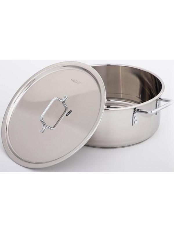 Кастрюля «Общепит», 12 л, d=35 см, h=14 см, металлическая крышка, с теплораспределительным слоем