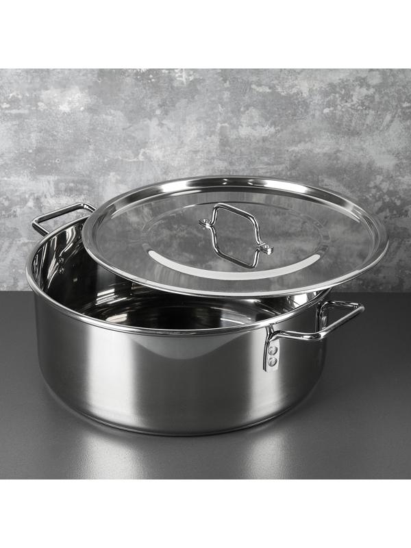 Кастрюля «Общепит», 16 л, d=40 см, h=15 см, металлическая крышка, с теплораспределительным слоем