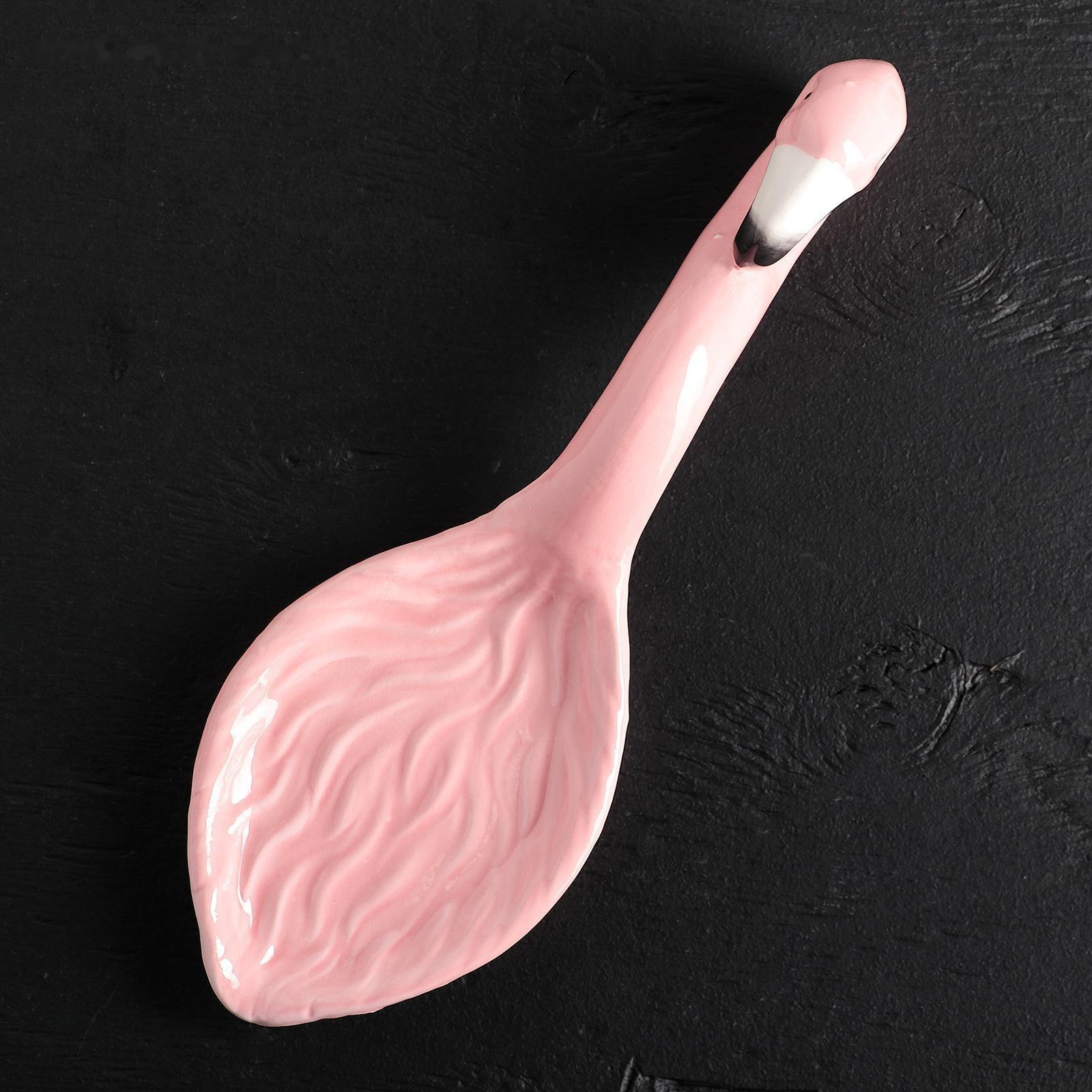 Подставка под ложку «Фламинго», 26×9 см, цвет розовый