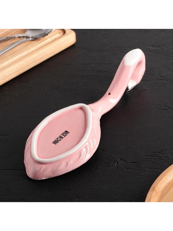 Подставка под ложку «Фламинго», 26×9 см, цвет розовый