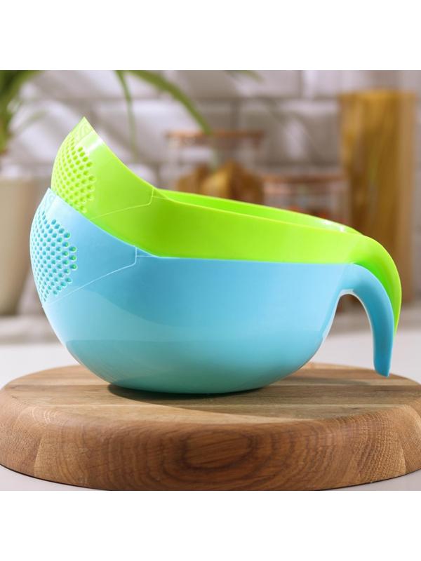 Дуршлаг кухонный, с ручкой, цвет МИКС