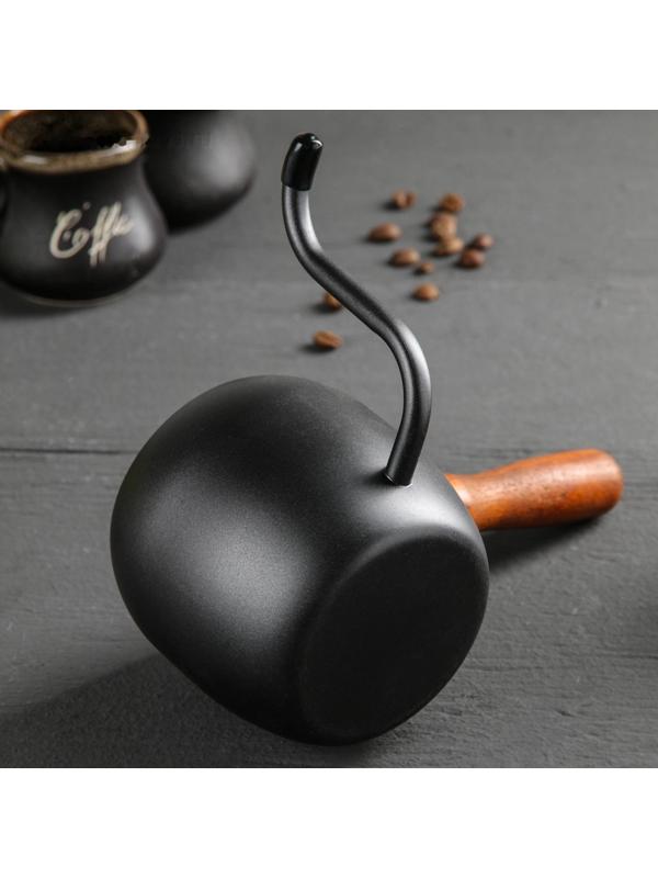 Турка, 500 мл, деревянная ручка, цвет чёрный