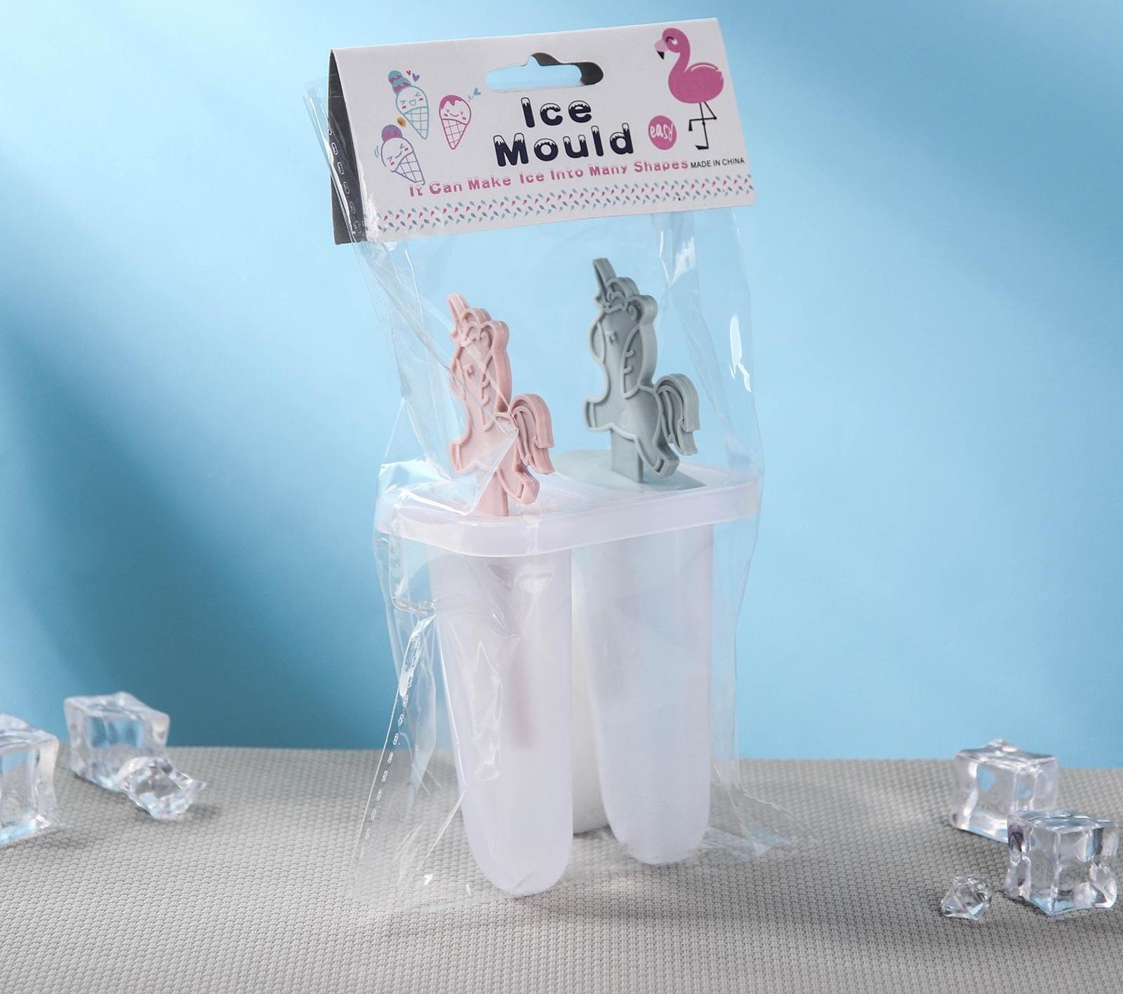 Форма для мороженого «Единороги», 7,5×6×15 см, 2 ячейки, цвет МИКС