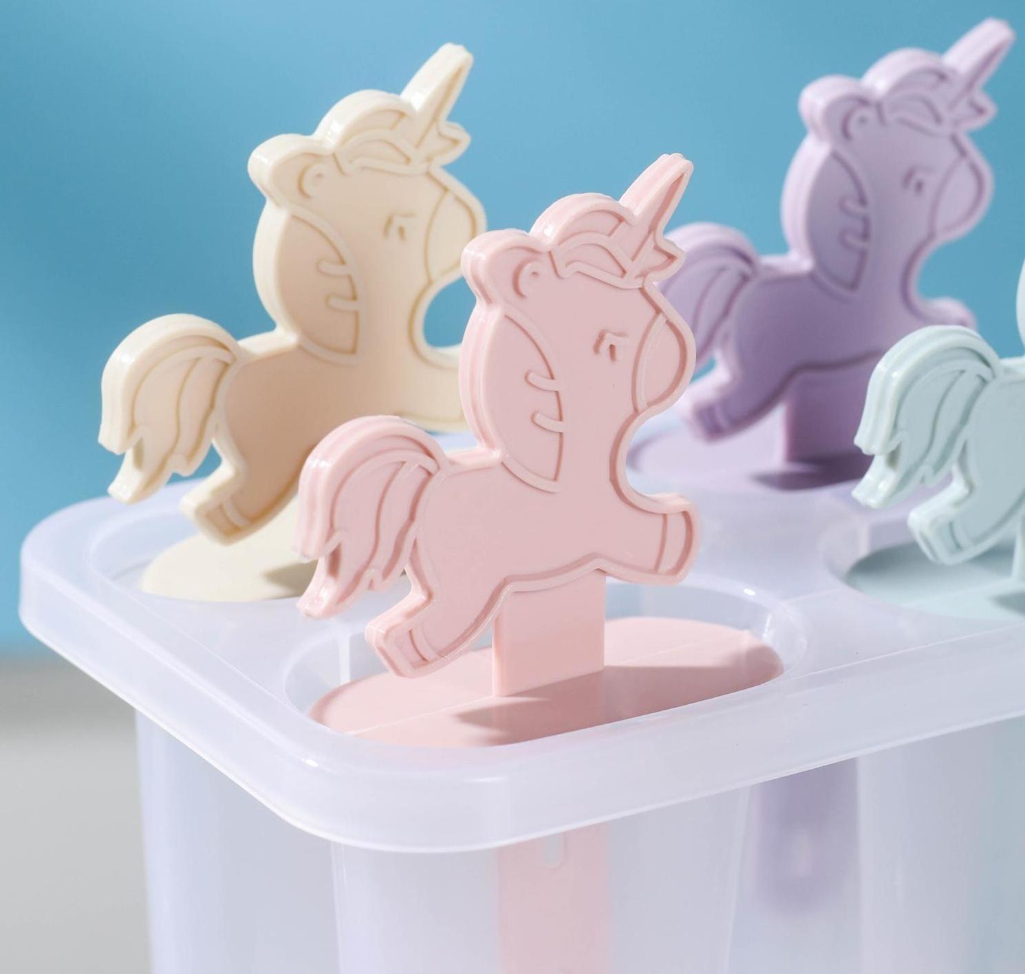 Форма для мороженого «Единороги», 12×7,5×15 см, 4 ячейки, цвет МИКС