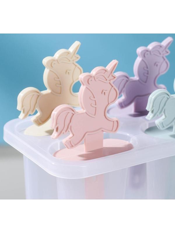 Форма для мороженого «Единороги», 12×7,5×15 см, 4 ячейки, цвет МИКС