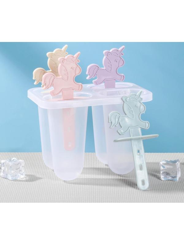 Форма для мороженого «Единороги», 12×7,5×15 см, 4 ячейки, цвет МИКС