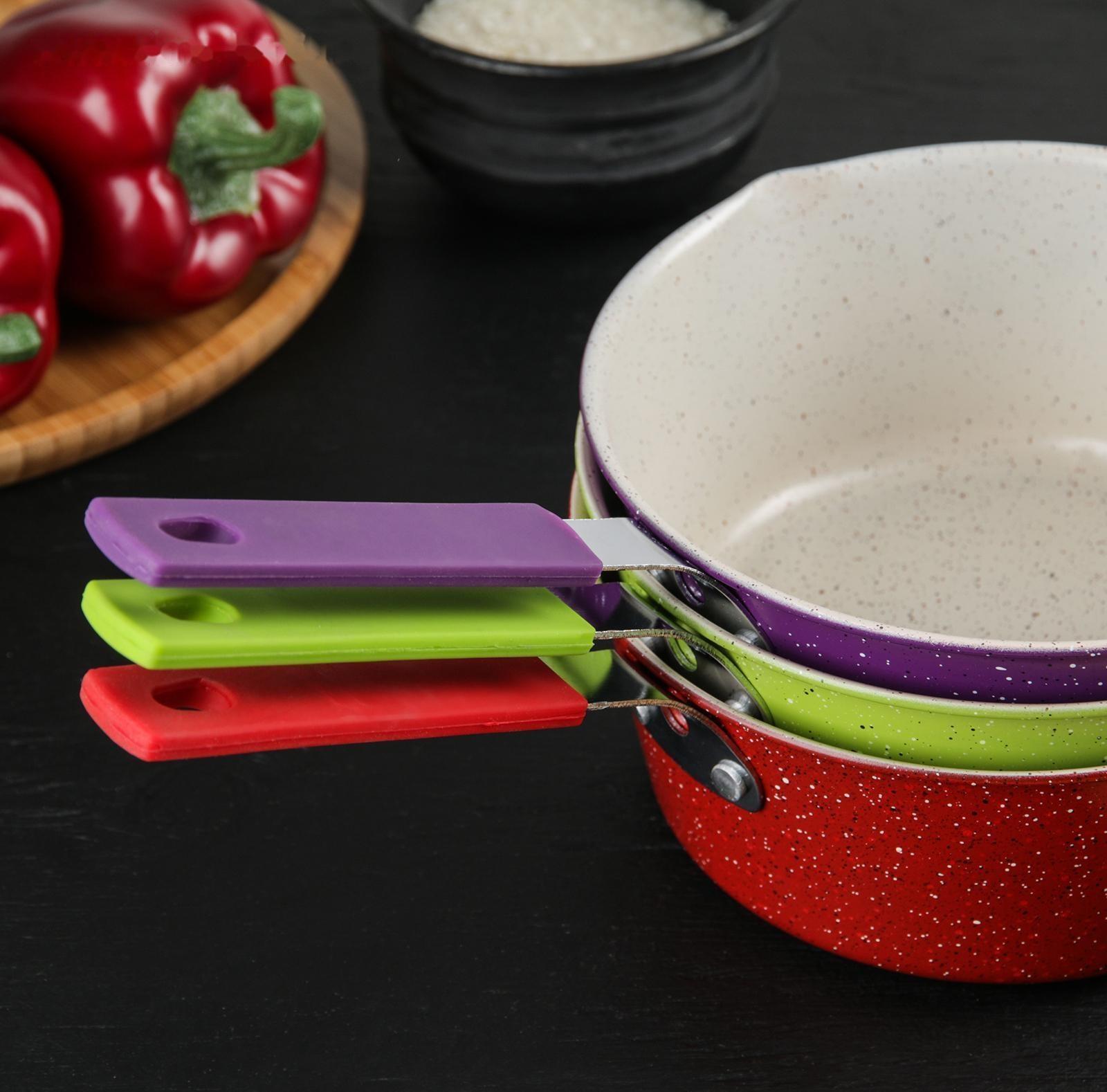 Ковш «Мрамор светлый», 1 л, силиконовая ручка, антипригарное покрытие, цвет МИКС