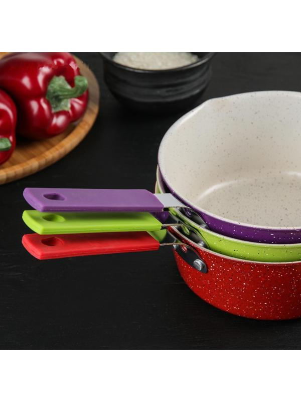 Ковш «Мрамор светлый», 1 л, силиконовая ручка, антипригарное покрытие, цвет МИКС