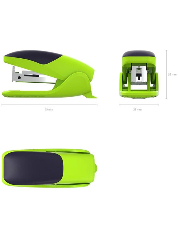 Степлер ErichKrause ErgoLine mini № 10, до 15 листов, встроенный антистеплер, резиновая противоскользящая вставка, ярко-салатовый