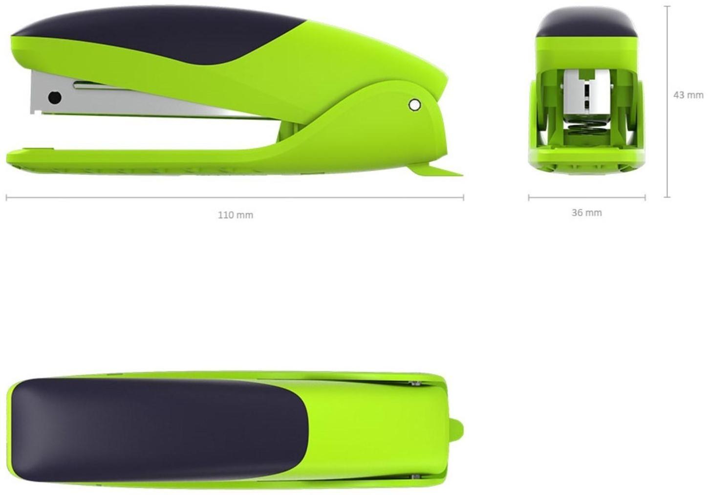 Степлер ErichKrause ErgoLine № 10, до 15 листов, встроенный антистеплер, резиновая противоскользящая вставка, ярко-салатовый