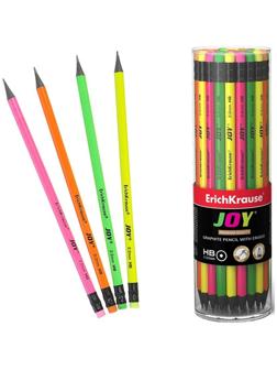 Карандаш чернографитный с ластиком Erich Krause JOY HB, сплошная проклейка грифеля, d= 2.2 мм, корпус из биоразлагаемого пластика