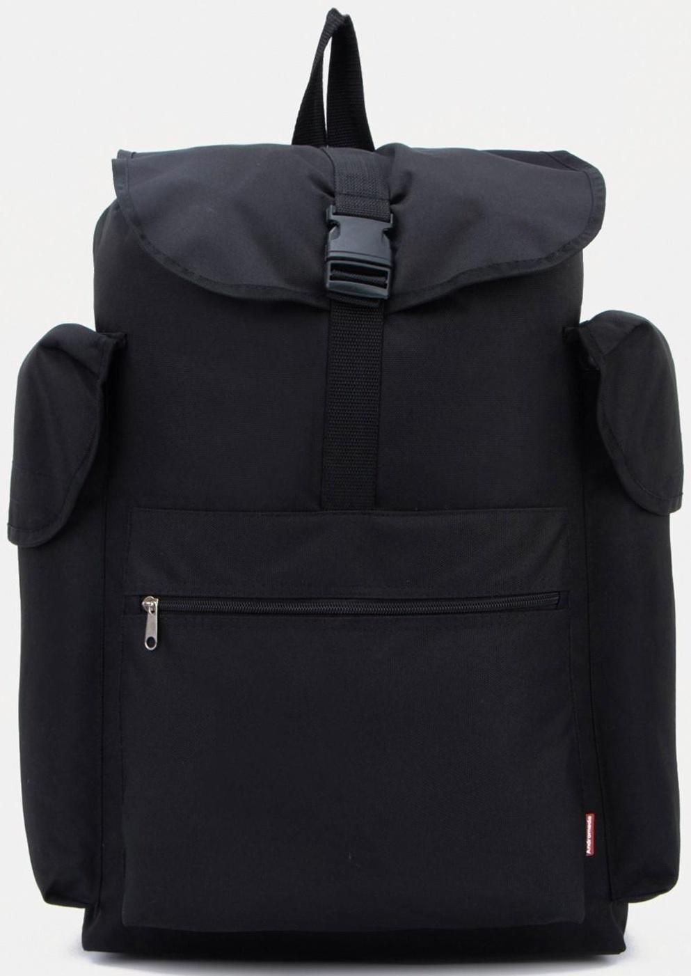 Рюкзак туристический на шнурке, 30 л, 3 наружных кармана, цвет чёрный