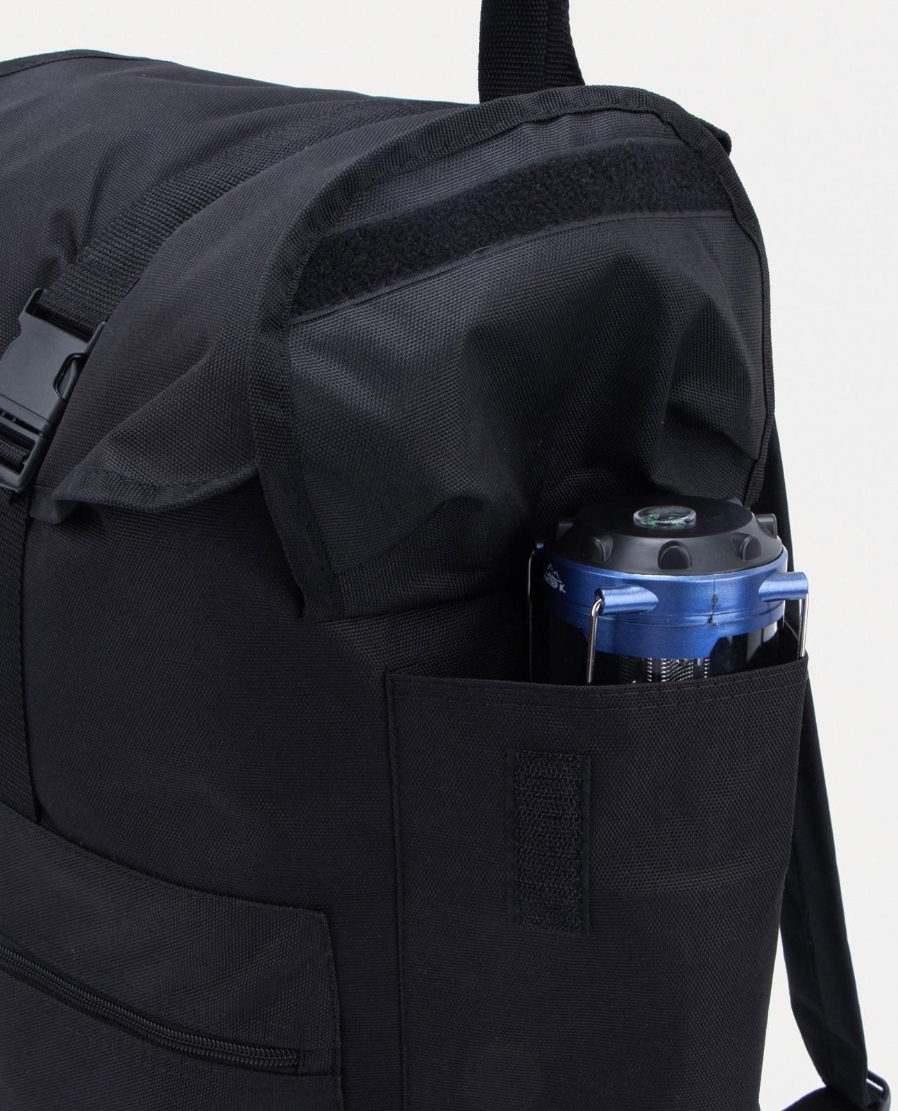 Рюкзак туристический на шнурке, 30 л, 3 наружных кармана, цвет чёрный