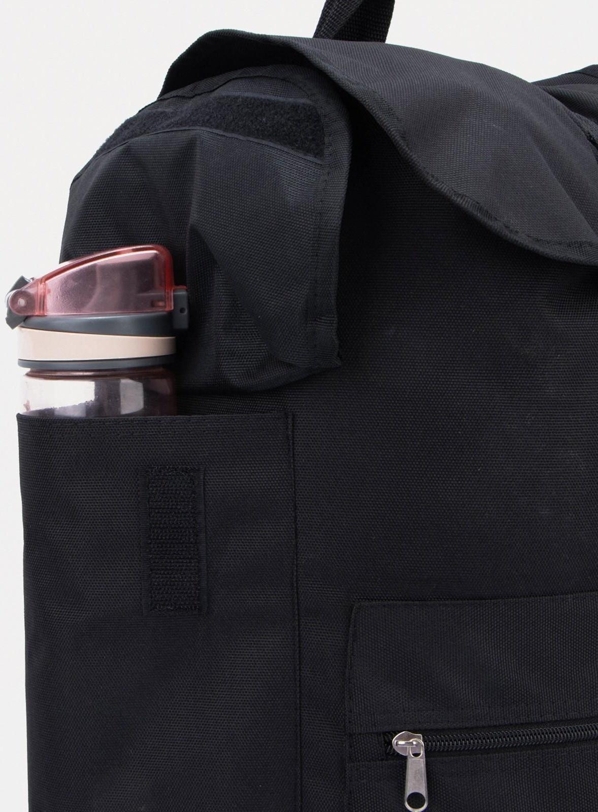 Рюкзак туристический на шнурке, 30 л, 3 наружных кармана, цвет чёрный