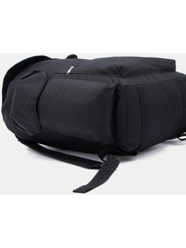 Рюкзак туристический на шнурке, 30 л, 3 наружных кармана, цвет чёрный