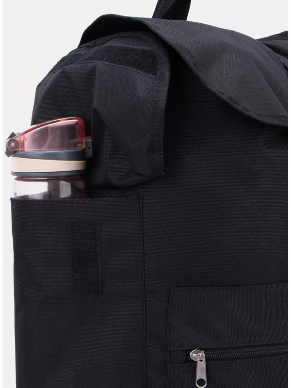 Рюкзак туристический на шнурке, 30 л, 3 наружных кармана, цвет чёрный